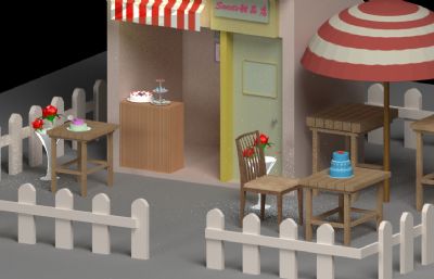 甜品店,糕点店,蛋糕店,奶茶店3d模型,max,fbx,obj格式