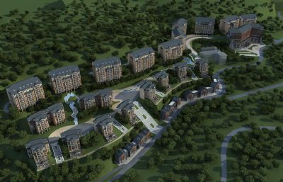 中式酒店,中式花园洋房住宅,新中式商业度假村3dmax模型