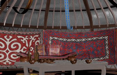 少数民族帐篷,蒙古包,游牧民族藏包3dmaya模型,带内部场景
