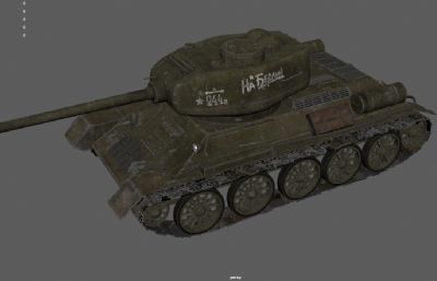 苏联t-34坦克,二战坦克主战坦克,装甲车3dmaya模型