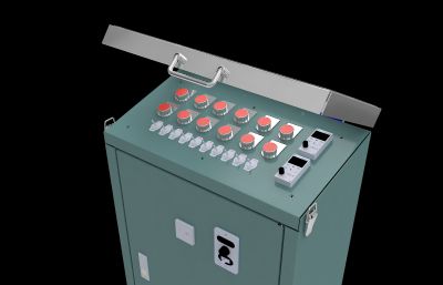 电控箱,电力电源控制箱3d模型