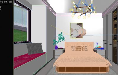 带飘窗的卧室,主卧3D模型