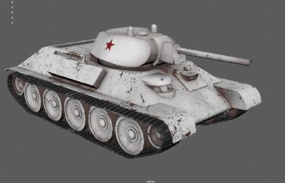 前苏联t-34坦克,中型主战坦克,二战坦克3dmaya模型