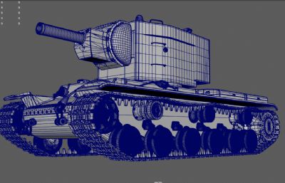 二战kv2坦克,苏联重型坦克,老式步兵坦克3dmaya模型