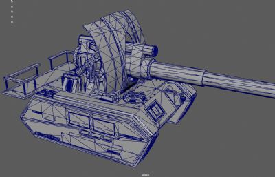 坦克火炮 陆战装甲车武器,老式坦克3dmaya模型