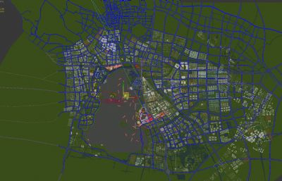 常熟尚湖风景区城市规划地形,太湖风景区尚湖湾,城市湿地公园洲岛自然景观3D模型