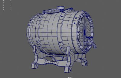 木制酒桶,啤酒桶,带龙头开关的橡木桶3dmaya模型