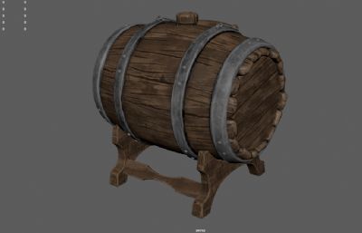木制酒桶,啤酒桶,带龙头开关的橡木桶3dmaya模型