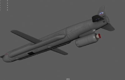 巡航导弹,空射型巡航导弹,反舰导弹3dmaya模型,已塌陷