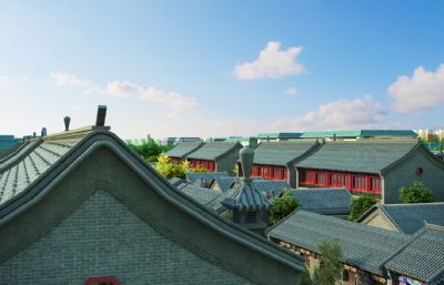 老北京胡同,中式四合院古建场景3D模型
