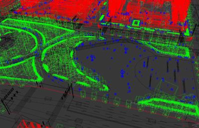城市广场,城市公园,亚运村3D鸟瞰模型