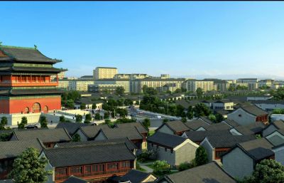 鼓楼居民楼,古代居民楼,北京城古建筑3D模型