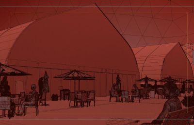 亚运村,运动员村蒙古包建筑,临时帐篷房场景3D模型