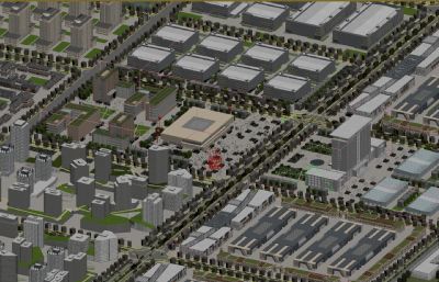 文旅产业园,国际贸易区,城区城市规划设计3D模型