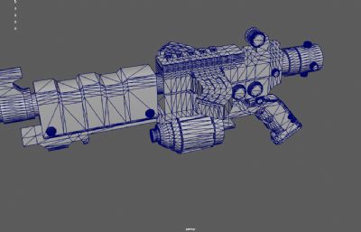 卡通机枪,科幻机枪,冲锋枪武器3dmaya模型,塌陷文件