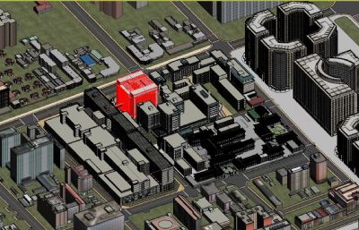 北京协和医院,北京饭店莱佛士,北京东方广场鸟瞰场景3D模型