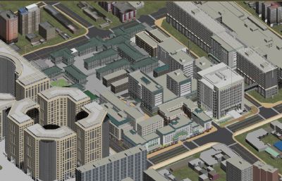 北京协和医院,北京饭店莱佛士,北京东方广场鸟瞰场景3D模型