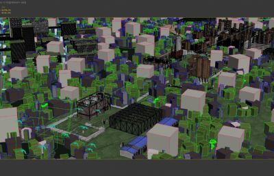 绿心鸟飞塔,厂区厂房,工厂3D模型