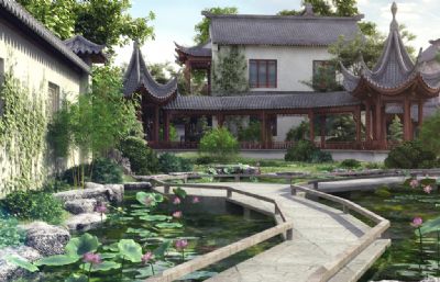苏州园林,古建园林模型,皇家私家花园3D模型