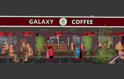 咖啡店商业小品3dmax模型