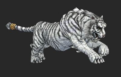 白虎带奔跑动作3D模型
