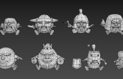 超级Q的英雄,Q版游戏角色组合3dmax模型