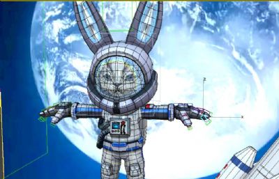 (原创)太空兔子月球探险,跑步,翻滚,侧面跑等动作