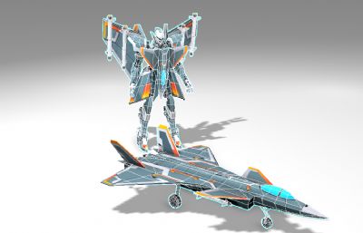 飞机机器人,变形汽车人3dmax模型,多款皮肤
