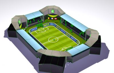 卡通儿童足球场3dmax模型,带动画
