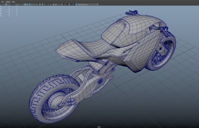 科幻赛博朋克摩托车,酷炫电影赛车maya模型,有fbx,obj文件,ksp文件带材质贴图