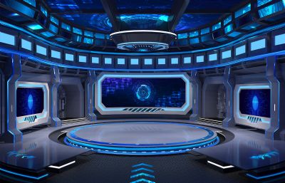 多功能机械太空舱演播室,科技发布会,虚拟演播室