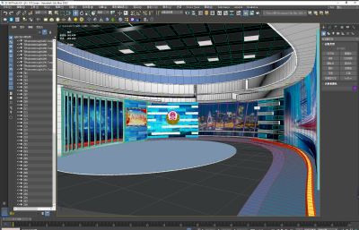 党政公安演播室 新闻播报演播厅,虚拟演播室背景3D模型