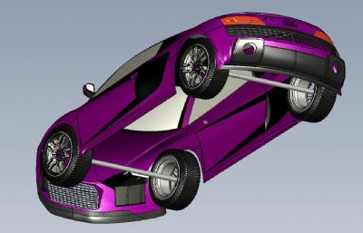 V10缸奥迪R8跑车外壳step模型