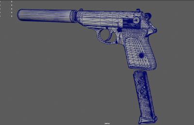 特工消音器手枪,杀手专用手枪游戏道具模型