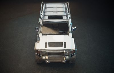 悍马H3,白色越野车