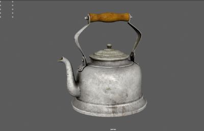 破旧生锈的烧水壶 铝制茶壶 老式茶壶
