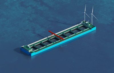 大型魚囤趸船,水产品养殖船3dmax模型