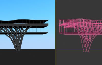 双层天桥风雨廊桥 高铁站天桥3dmax模型