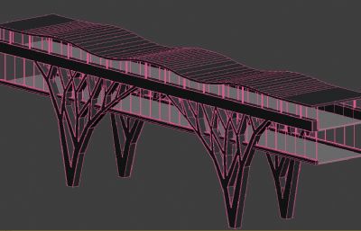 双层天桥风雨廊桥 高铁站天桥3dmax模型