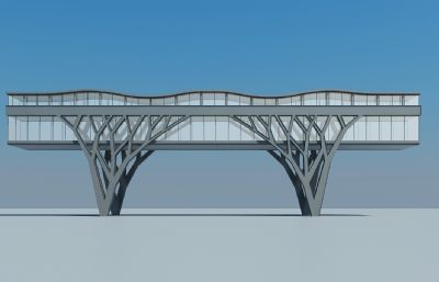 双层天桥风雨廊桥 高铁站天桥3dmax模型
