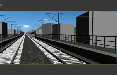 高铁动车列车驶过场景动画3dmax模型