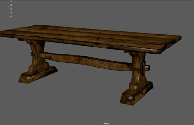 中世纪桌子 老旧的桌子 破旧木桌