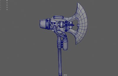 蒸汽朋克斧头战斧 长柄斧冷兵器 游戏武器