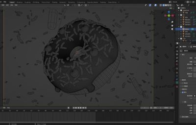 Blender甜甜圈3D旋转动画模型