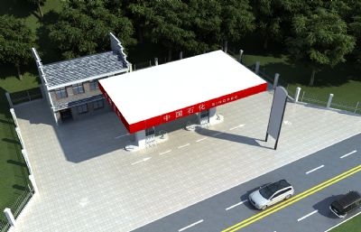 新中式加油站 液化罐 服务区小卖部