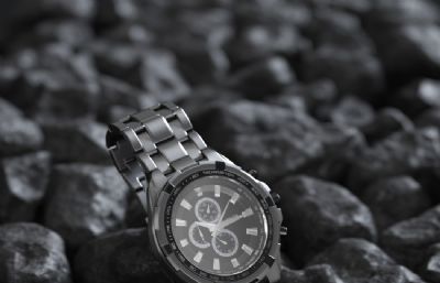 石头中的手表,手表电商海报FBX模型