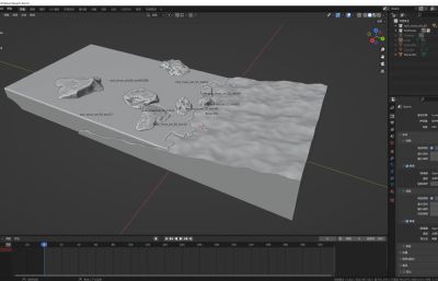 Blender海滩3D动画模型,带FLIP_Fluids插件安装包