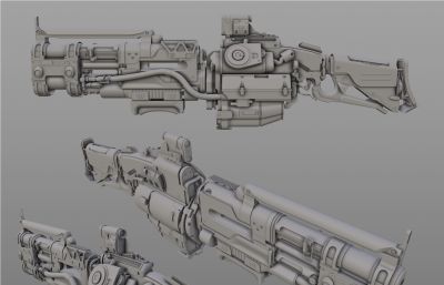 次世代科幻枪械,科幻武器maya模型