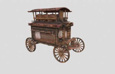 古代酒桶马车 中世纪运输马车 帐篷马车