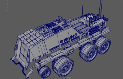 全地形火星车 科幻战车探测车 装甲车